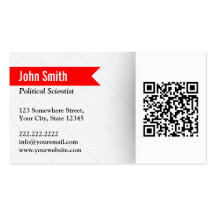 Modern QR Code Political Scientist Business Card