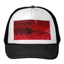 Modern Red Abstract Painting Art Mesh Hats