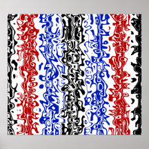 Modern red black and blue psychedelic print