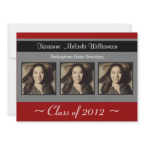 Modern Red Black Photo Graduation Announcement