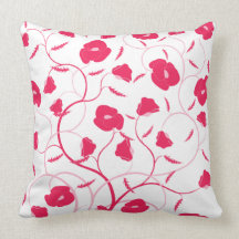 Modern Red Floral American MoJo Pillow