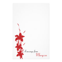 Modern Red Floral Note Pad Personalized Stationery