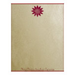 Modern Red Poinsettia Flower on Gold Background Letterhead