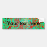Modern red psychedelic on green background bumper sticker