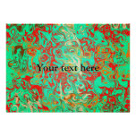 Modern red psychedelic on green background custom announcement