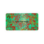 Modern red psychedelic on green background personalized address labels