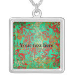 Modern red psychedelic on green background pendant