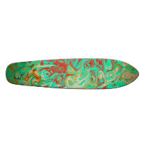 Modern red psychedelic on green background