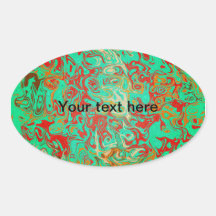 Modern red psychedelic on green background sticker