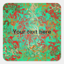 Modern red psychedelic on green background stickers