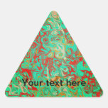 Modern red psychedelic on green background stickers