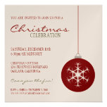Modern Red Snowflake Bauble | Christmas Party Custom Announcement