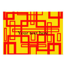 Modern red squares on yellow background custom invite