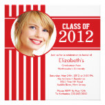 Modern Red Stripe Photo Graduation Party invitations