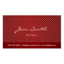 Modern Red Stripes Author Business Card