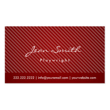 Modern Red Stripes Playwright Business Card