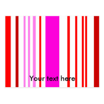 Modern red white and pink stripes post card