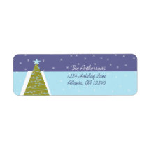 Modern Retro Christmas Tree Return Address Return Address Labels
