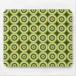 Modern Retro Circles Green & Brown Mousepad