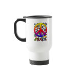 Modern Retro Peace Sign Text Birds & Flowers II Mug