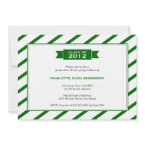 Modern ribbon green stripe graduation invitation
