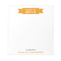 Modern ribbon orange banner class year student notepads