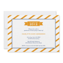 Modern ribbon orange stripe graduation invitation