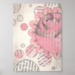 Modern Rose and Dots Original Illustration Print