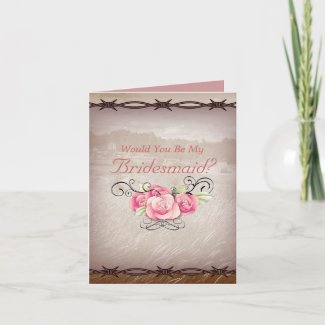 Modern Rose Country Wedding Bridesmaid Invitation Card