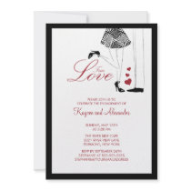 Modern rue Love Couple Engagement Invitations