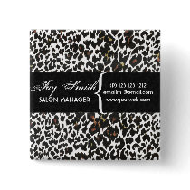 Modern Safari Salons Hair Business Name Tag Pinback Buttons