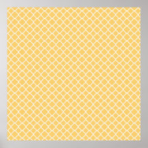 Modern Saffron Quatrefoil Pattern Posters
