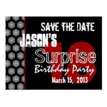 Modern Save the Date Surprise 18th Party W1426 Post Cards