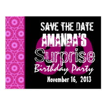 Modern Save the Date Surprise 30th Party PinkW1747 Post Cards