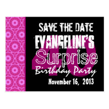 Modern Save the Date Surprise 40th Party PinkW1748 Postcards