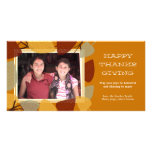 Modern scattered leaves thanksgiving blessing photo greeting card