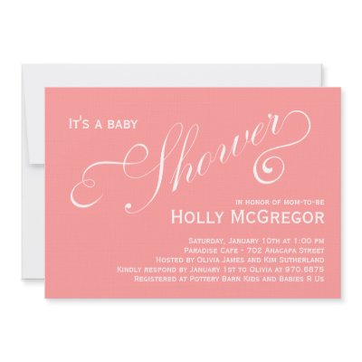 Modern Scripts Baby Shower Invitation - Pink Custom Invites by berryberrysweet