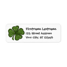 Modern Shamrock with return address Custom Return Address Labels