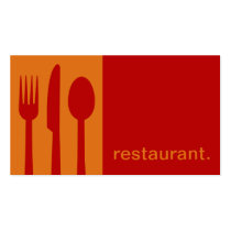 Modern Silhouette Icon Restaurant | orange red business cards