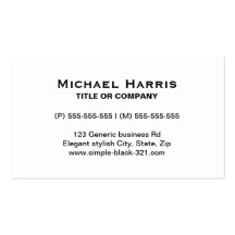 Modern simple elegant white black business card