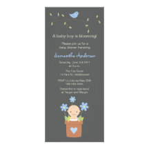 Modern Spring Baby Shower Inviation - Boy Invitations