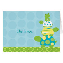 Modern Stacked Turtle Frog Thank You Note Cards