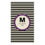 Modern Stripe Monogram Business Card - Black/Cream