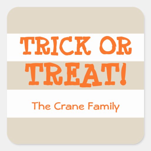 Modern stripes orange trick or treat Halloween Square Stickers