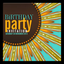 Modern Sunflower Mint Orange Birthday Party Invite invitations
