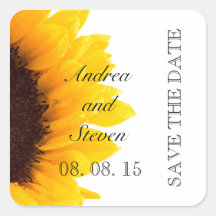 Modern Sunflower Save the Date Stickers