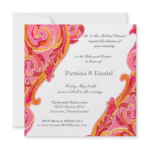 Modern Swirl Flourish Heart Rehearsal Dinner Card Invitations
