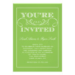 Modern Swirl Lime Green Wedding Invitation