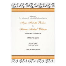 Modern Swirl Wedding Invitation (Orange)