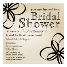 Modern Tan & Black Bridal Shower Invite